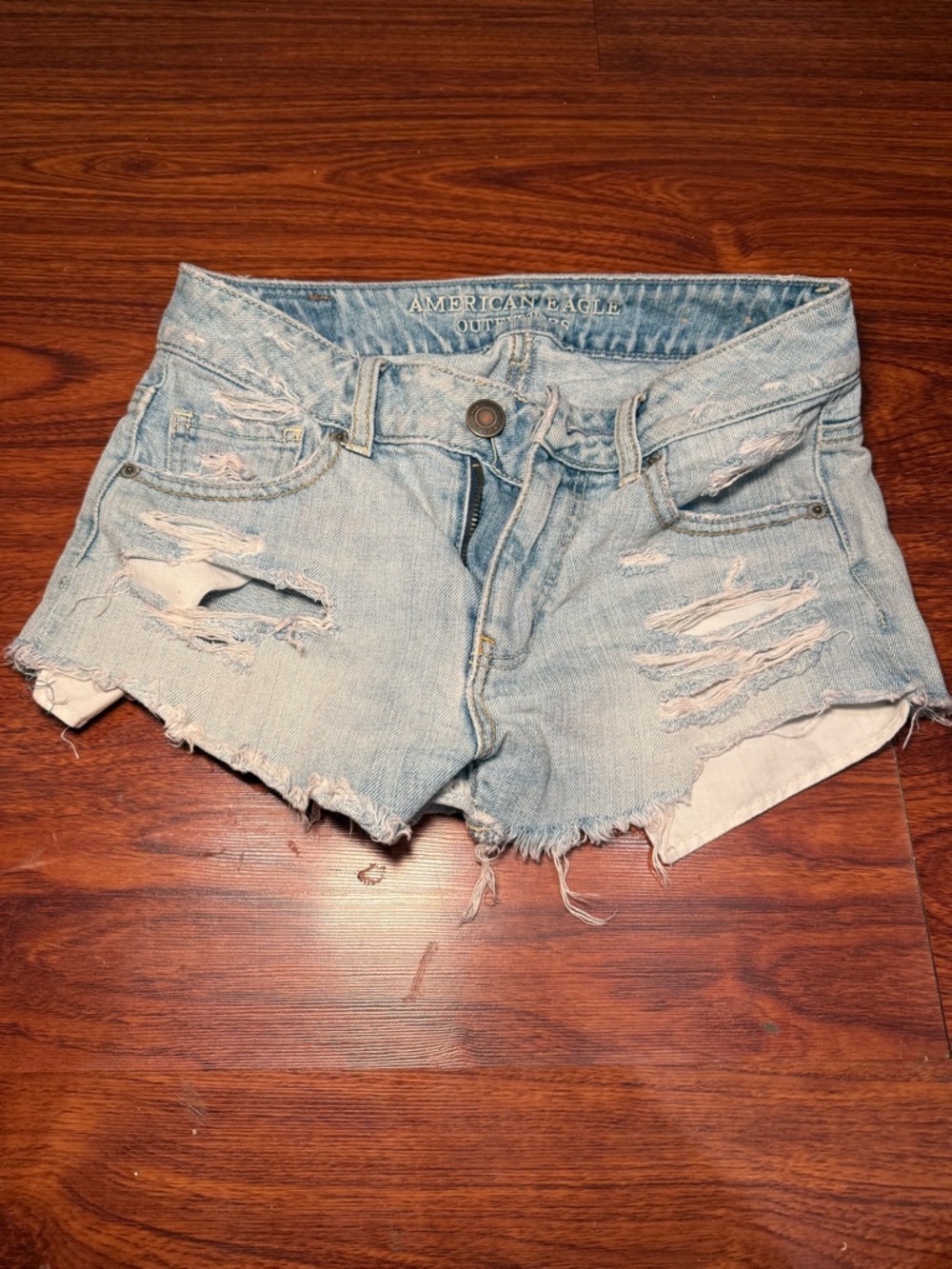 American Eagle Outfitters Light Wash Ripped Denim Cutoff Shorts